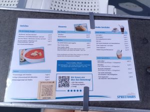 Speise & Getränke Karte von Spreetours